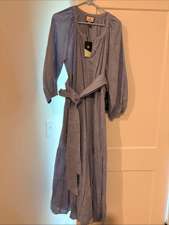 Tuckernuck Dresses & Skirts - Tuckernuck Chambray Tiered Belted Maxi Dress
